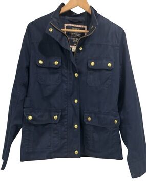 J. Crew Relaxed Boyfriend Cotton Lightweight Field Jacket in Navy - Size Medium